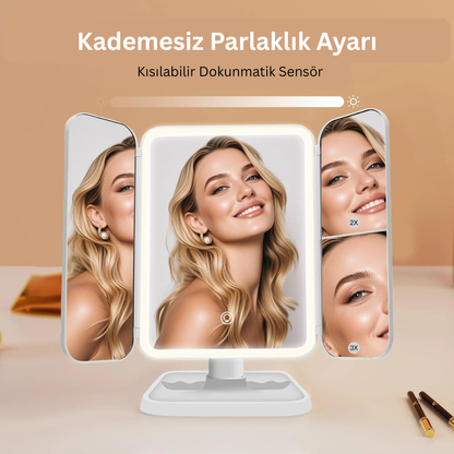 Üç Katlı Makyaj Aynası LED