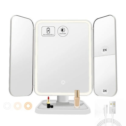 Üç Katlı Makyaj Aynası LED